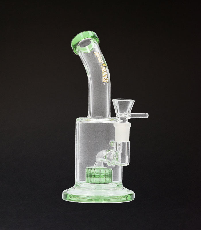 Super Heroes | Glasbong |  transparent mit grün | 22 cm hoch | 14,5er Schliff