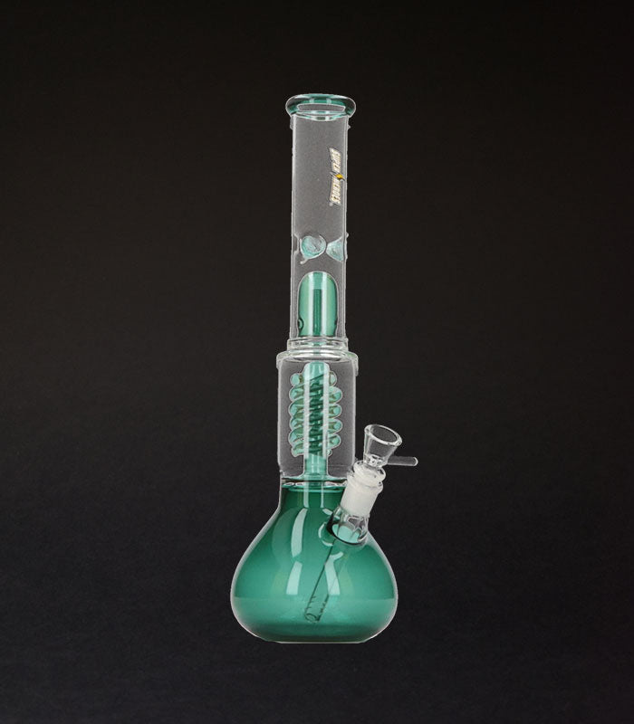 Super Heroes | Glasbong | Ice | transparent petrol | 39,5 cm hoch | 14,5er Schliff