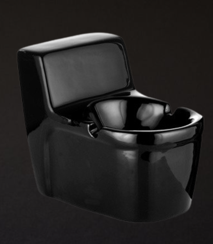 Toiletten Aschenbecher aus Keramik in schwarz