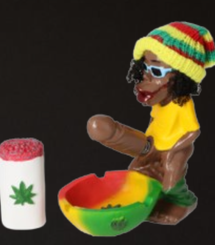 Rasta Aschenbecher aus Polyresin stehend mit Joint