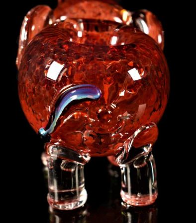 Handmade | Glaspfeife | Elefant | 11cm | Rot | Mit Kickloch | Einzelstück