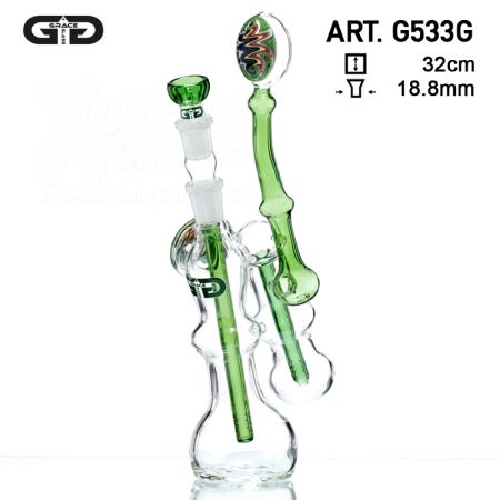 Grace Glass LABZ Series | Green Trip | Lolli-Bubbler | 32 cm | 18,8er Schliff | 2 Wasserstufen