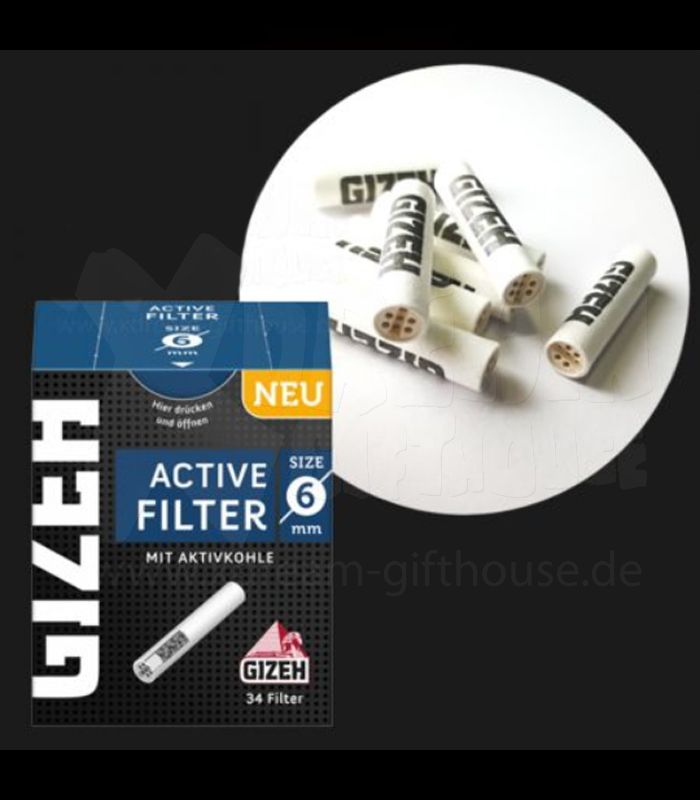 GIZEH Active Filter mit Aktivkohle, SLIM-Format 6 mm Durchmesser