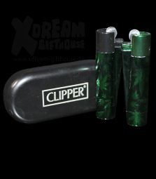 Clipper | Feuerzeug groß | METALL GREEN LEAVES